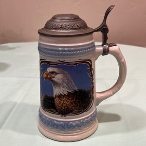 GERZ German American Eagle Lidded Beer Stein Tankard Germany Meger Oktoberfest